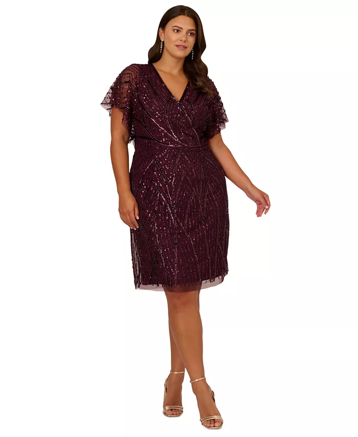 29262163_fpx Vestido de cóctel con mangas dolman y cuentas de talla grande - Image 1