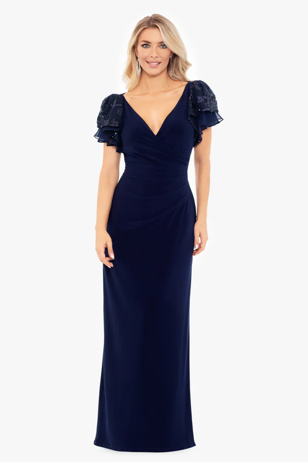 A26357_1788 Vestido largo de punto "Jennifer" con mangas de lentejuelas - Image 1